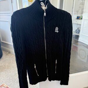 Ralph Lauren 100% Cotton Black Zip Up Sweater Small